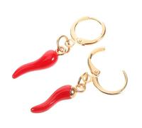 UPKOCH Red Chili Pepper Hoop Earrings for Women Unique Italian Horn Huggie Earrings Food-themed Bold Statement Jewelry Comfortable Fit for Birthday Holiday Party Favor