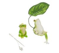 UPKOCH Resin Frog Figurine Garden Ornament Cute Relaxing Frog Sitting Under Lotus Leaf for Outdoor Lawn Patio Decor