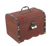 UPKOCH Retro Wooden Pirate Treasure Chest with Lock Multi Functional Vintage Trinket Storage Box for Jewelry Coins and Keepsakes Compact and Decorative Coin Bank for Home Organization