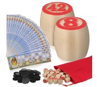 UPKOCH Russian Lotto Game Set Wooden Bingo Game with Barrels Cards and Chips Interactive Party for Family Gatherings Pub Games and Birthday Activities 8.50 X 2.83 X 0.04 in