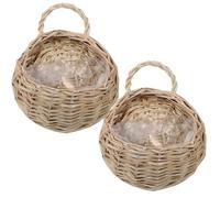 UPKOCH Rustic Style Hanging Wicker Baskets 2Pcs 9 Inch Wall Planters for Indoor Kitchen Storage and Living Room Decoration