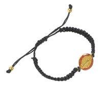 UPKOCH Saint Benedict Handmade Woven Black Rope Bracelet with Medal, Adjustable Christian String Bracelet for Men, Religious Faith Jewelry for Daily Wear