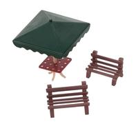 UPKOCH Scale Colorful Garden Landscape Model DIY Benches with Green Parasol for Microlandscape Display