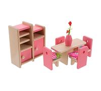 UPKOCH Simulation Wooden Doll House Furniture Pink Miniature Dining Playset for Natural Wood Educational for Imaginative Role Play and Hands Skills Development