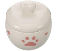 UPKOCH Small Ceramic Pet Urn 600ml for Dog and Cat Ashes with Heart Paw Design, Mini Keepsake Box for Memorial and Sympathy in Pet Loss