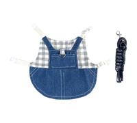 UPKOCH Small Pets Bunny Harness and Leash Set, Grey Plaid Soft Vest for Holland Lop Rabbits, M Size Adjustable Traction Rope for Indoor and Outdoor Use