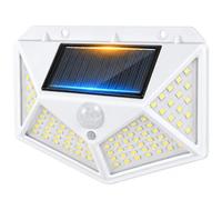 UPKOCH Solar PIR Motion Sensor Light, 100 LED Outdoor Wall Security Lamp | White Waterproof Exterior Lighting with 3 Modes for Garden Fence, Driveway Path, Patio, Yard and Front Door, 13 x 9.5 x 5 cm