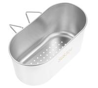 UPKOCH Stainless Steel Drain Basket Storage Rack for Kitchen Sink 7X4X3.5 Inch Fruit Vegetable Strainer Organizer with Hanging Hooks for Home and Restaurant