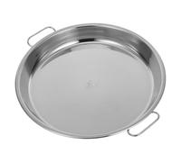 UPKOCH Stainless Steel Round Baking Tray with Handles Roasting Pan for Turkey Meat Vegetables Multiuse Serving Platter for Baking Steaming Grilling Easy Clean Snack Plate for Kitchen and