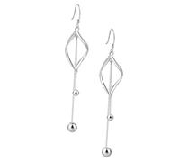 UPKOCH Sterling Silver Long Drop Earrings for Women Diamond Shape Dangle with Silver Ball Pendant Stylish Party Jewelry Hypoallergenic and Elegant Ear Decor