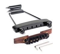 UPKOCH String Jazz Guitar Bridge Black Archtop Tailpiece Rosewood Saddle Height Adjustable Wire-plate Bridge for Jazz Guitars