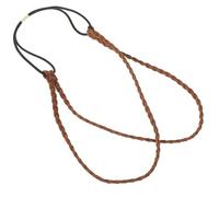UPKOCH Stylish Hand-woven Double Layer Braided Hairband with Adjustable Strap Fabric Material for Casual Events and Party Hair Accessory in Coffee Colour