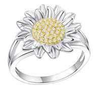 UPKOCH Sunflower Finger Ring for Women Cubic Zirconia Fashion Jewelry Symbolizing Positivity Strength and Happiness Elegant Plated Two-tone Design for Daily Wear and Special Occasions