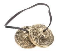 UPKOCH Tibetan Meditation Cymbals Bell, Metal Hand Chimes for Yoga and Mindfulness Practices, Easy to Use, Pure Melodious Sound, Golden Percussion Instrument