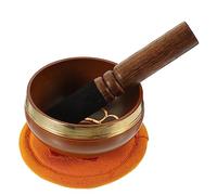UPKOCH Tibetan Singing Bowl Set for Relaxation and Mindfulness for Meditation with Copper Material and Orange Colour, Includes Mallet and Cloth Pad Yoga Accessory