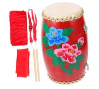 UPKOCH Traditional Wooden Waist Drum for Performance 14cm Cowhide Shell with Red Silk Strap and Drumsticks - Adult Folk Percussion Instrument for Stage and Festival Use