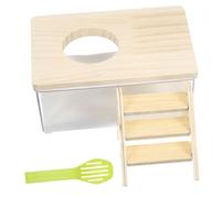 UPKOCH Transparent Chinchilla Sand Bath Box with Wooden Climbing Ladder and Sand Scoop Small Animal Sandbox for Hamsters Gerbils Suitable for Home and Veterinary Use