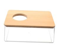 UPKOCH Transparent Hamster Sand Bath Container with Smooth Edges Acrylic Bathtub and Wooden Cover for Small Pets Portable Bathroom and Practical Toilet for Hamsters and Chinchillas
