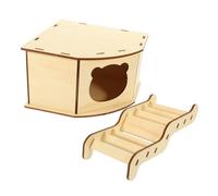 UPKOCH Unfinished Wooden Hamster House DIY with Ladder Bite Resistant Pet Hideout for Small Animals Climbing and Training Ladder for Gerbils Mice Dwarf Hamsters Corner Design