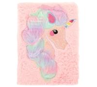 UPKOCH Unicorn Plush Notebook, Pink Fluffy Diary Journal with Soft Cover, Lovely Writing Notepad for Students, Cute Cartoon Plush Handheld Diary