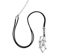 UPKOCH Vintage Adjustable Black Leather Rope Necklace with Metal Mesh Crystal Cage Pendant Holder, Small Size Retro Hand-Woven Cord Necklace Accessory for Women