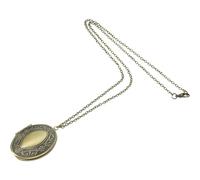 UPKOCH Vintage Bronze Oval Flower Photo Pendant Necklace with Chain, Carved Floral Locket Jewelry Souvenir Suitable for Memorial Photos