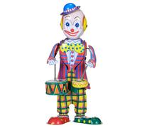 UPKOCH Vintage Clown Wind Up with Drumming Mechanism Retro Mechanical Drummer Ornament for Carnival Party Favor and Desktop Decoration Swinging Side to Side Painted Finish