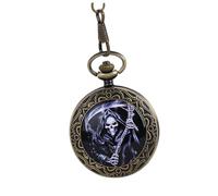 UPKOCH Vintage Mechanical Pocket Watch with Ghost Engraving Retro Bronze Case Roman Numerals Dial with Chain for Men Women Valentine Christmas Father Day