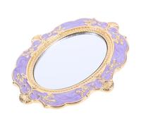 UPKOCH Vintage Oval Handheld Makeup Mirror, Lavender Resin Glass Travel | Ornate Embossed Finish, Palace Inspired European Style, for Vanity Decor, Purses the Go Use
