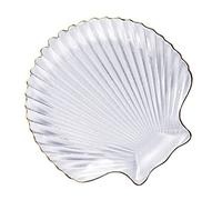 UPKOCH White Serving Platters Sea Shells Jewelry Dish, Seashells Jewelry Tray, Glass Tray Ring Display Holder, Trinket Dish for Earrings Necklace Bracelet Organizer Display Jewlery