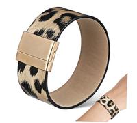 UPKOCH Wide Leopard Print Bracelet for Women Wide Faux Leather Cuff with Black Gold Pattern Comfortable Smooth Texture Chic and Fashionable Wrist Jewelry Easy to Wear Wrist Bangle