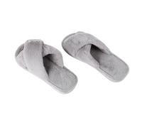 UPKOCH Women Plush Open Toe Slippers Autumn Winter Cozy Cross Strap House Shoes Ergonomic Soft Warm Footwear for Home Use Breathable Grey Sliders for Cold Seasons
