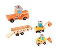 UPKOCH Wooden Engineering Vehicle Set for Construction Truck Excavator Model Safe Wooden Materials Enhances Creativity Coordination Skills for Boys
