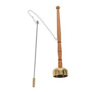 UPKOCH Wooden Temple Bell Long Handle Yin Qing Buddhist Musical Instrument Chime for Prayer Meditation Spiritual Ceremony Decorative Handheld Sound Instrument
