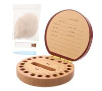 UPKOCH Wooden Tooth Keepsake Box with Sealed Storage for Lost Teeth and Fetal Hair Pig Zodiac Design Natural Wood Shower Present for Boys and Milestone Preservation
