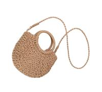 UPKOCH Woven Crossbody Bag Handwoven Shoulder Bag Straw Tote Purse for Women Beach Travel Lightweight Camel Half Moon Shape