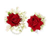 UPKOCH Wrist Corsage Boutonniere Set Romantic Silk Cloth Corsage Wristband Costume Accessory Will Not Wither Decorative Flowers for Wedding Bridegroom and Grandmothers