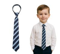 UPKUNO Kids Tie, 40cm Tartan Stripe Pre-tied 6cm Zipper Skinny Necktie for School Uniform Graduation Wedding Cosplay