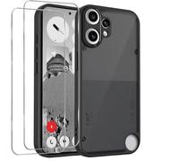 UPLAI 3 in 1 Matte Case for Nothing CMF Phone 2 Pro, Ultra Thin Shockproof Translucent Case with 2 Screen Protector, PC + TPU Bumper Stylish Skin Feel Cover. Black