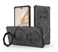 UPLAI Armor Case for Honor Magic 7 Lite 5G (Magic7 Lite), Military Grade Shockproof Magnetic Cover with Metal Kickstand, PC + TPU Bumper Fashion Durable Phone Case. Black