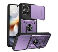 UPLAI Armor Case for Motorola Moto G86 Power with Slide Camera Protector & Rotating Ring Kickstand, Military Grade Drop & Outdoor Shockproof Protection Cover, Purple
