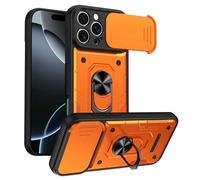 UPLAI Armor Case for Nothing Phone (3a) Lite with Slide Camera Protector & Rotating Ring Kickstand, Military Grade Drop & Outdoor Shockproof Protection Cover, Orange