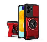 UPLAI Armor Case for OPPO Reno 14 FS (OPPO Reno 14F 5G/4G) with Slide Camera Protector & 360° Rotating Ring Kickstand, Magnetic Military Grade Drop Shockproof Protection Cover, Red