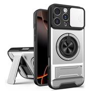 UPLAI Armor Case for Realme C71 5G/4G / C73 with Slide Camera Protector & 360° Rotating Ring Kickstand, Magnetic Military Grade Drop Shockproof Protection Cover, Silver