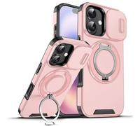UPLAI Armor Case for Xiaomi Redmi 15 5G/4G with Slide Camera Protector & 360° Rotating Ring Kickstand, Military Grade Drop & Shockproof Protection Cover, Pink