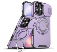 UPLAI Armor Case for Xiaomi Redmi 15 5G/4G with Slide Camera Protector & 360° Rotating Ring Kickstand, Military Grade Drop & Shockproof Protection Cover, Purple