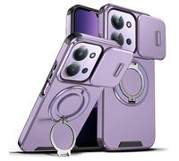 UPLAI Armor Case for Xiaomi Redmi 15C 5G/4G/POCO C85 with Slide Camera Protector & 360° Rotating Ring Kickstand, Military Grade Drop & Shockproof Protection Cover, Purple