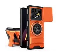 UPLAI Armor Case for ZTE nubia NEO 3 5G with Slide Camera Protector & 360° Rotating Ring Kickstand, Magnetic Military Grade Drop Shockproof Protection Cover, Orange