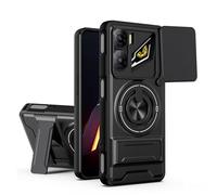 UPLAI Armor Case for ZTE nubia NEO 3 5G with Slide Camera Protector & 360° Rotating Ring Kickstand, Magnetic Military Grade Drop Shockproof Protection Cover, Black