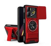 UPLAI Armor Case for ZTE nubia NEO 3 5G with Slide Camera Protector & 360° Rotating Ring Kickstand, Magnetic Military Grade Drop Shockproof Protection Cover, Red